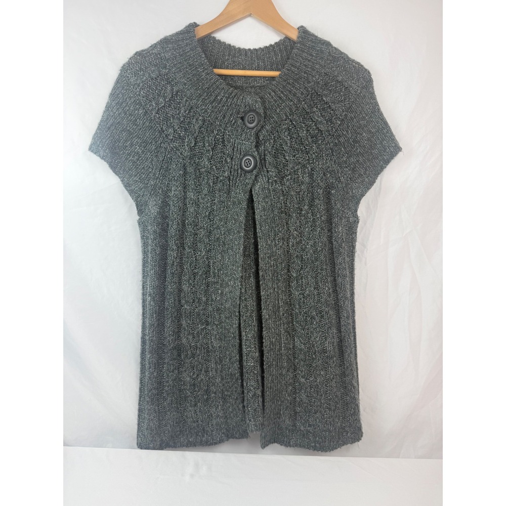 Sonoma Medium Gray Cable Knit Sweater Vest Cardigan Chunky Knit